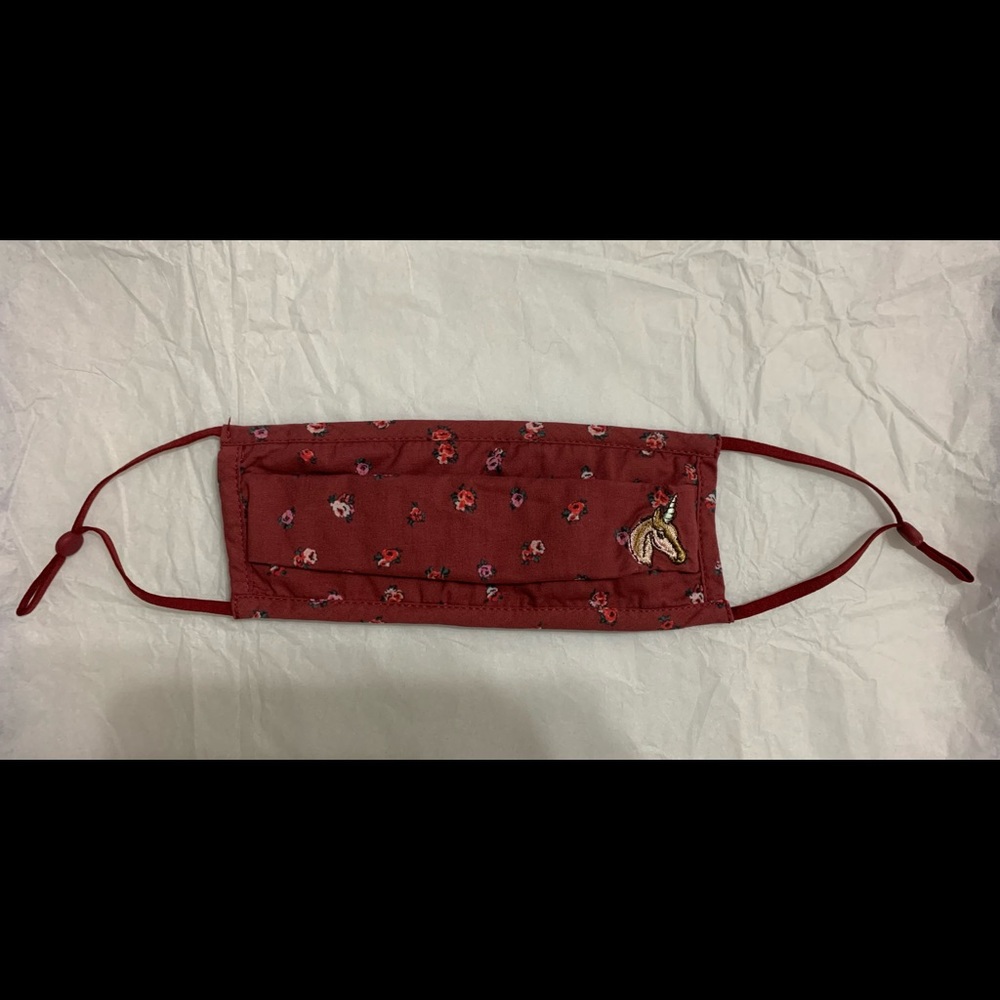 Coach Face Mask Unicorn Floral Burgundy